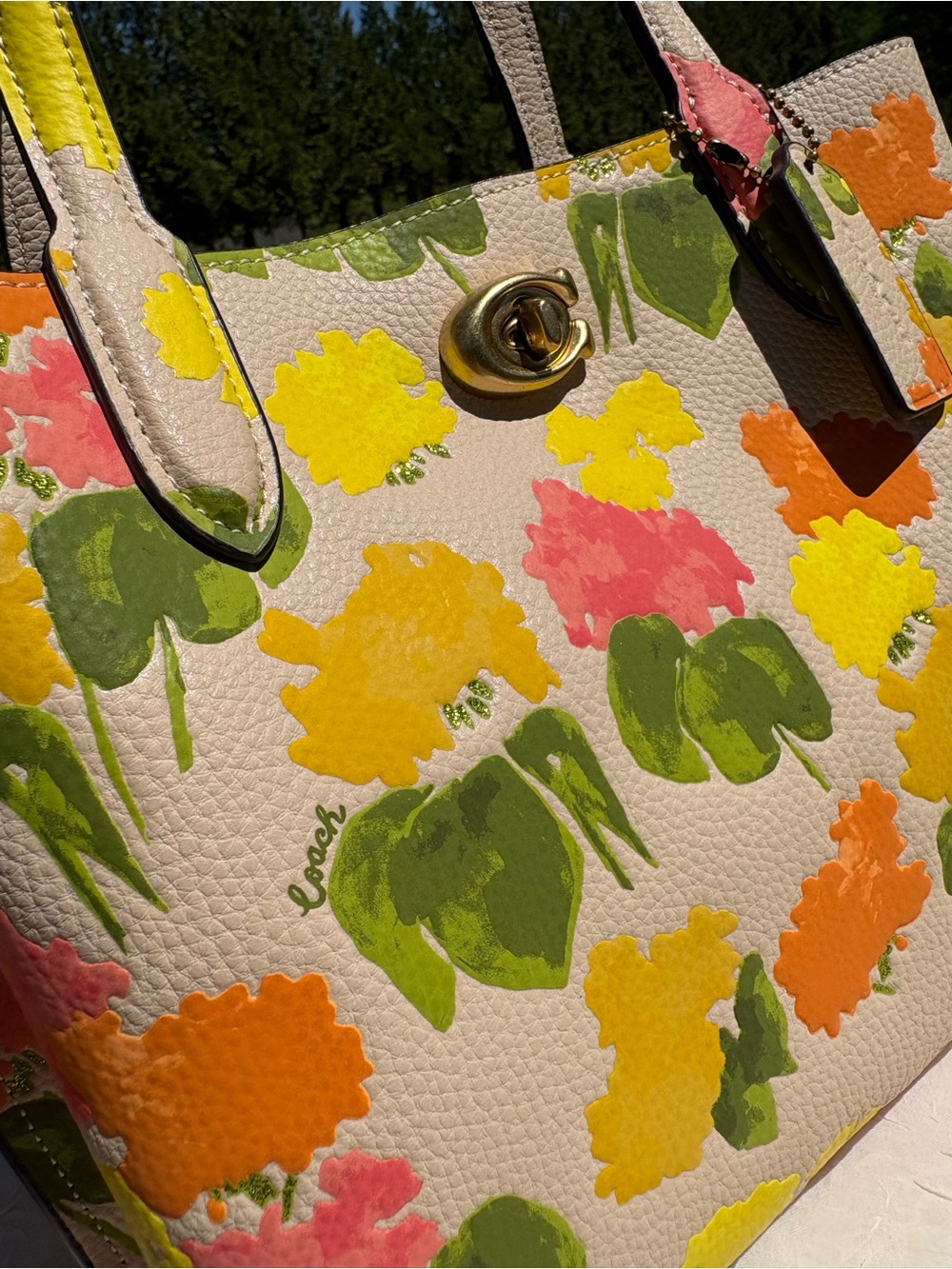 COACH Willow Tote Bag 24 With Embossed Floral Print & Matching Wallet CC389 - Picture 3 of 15